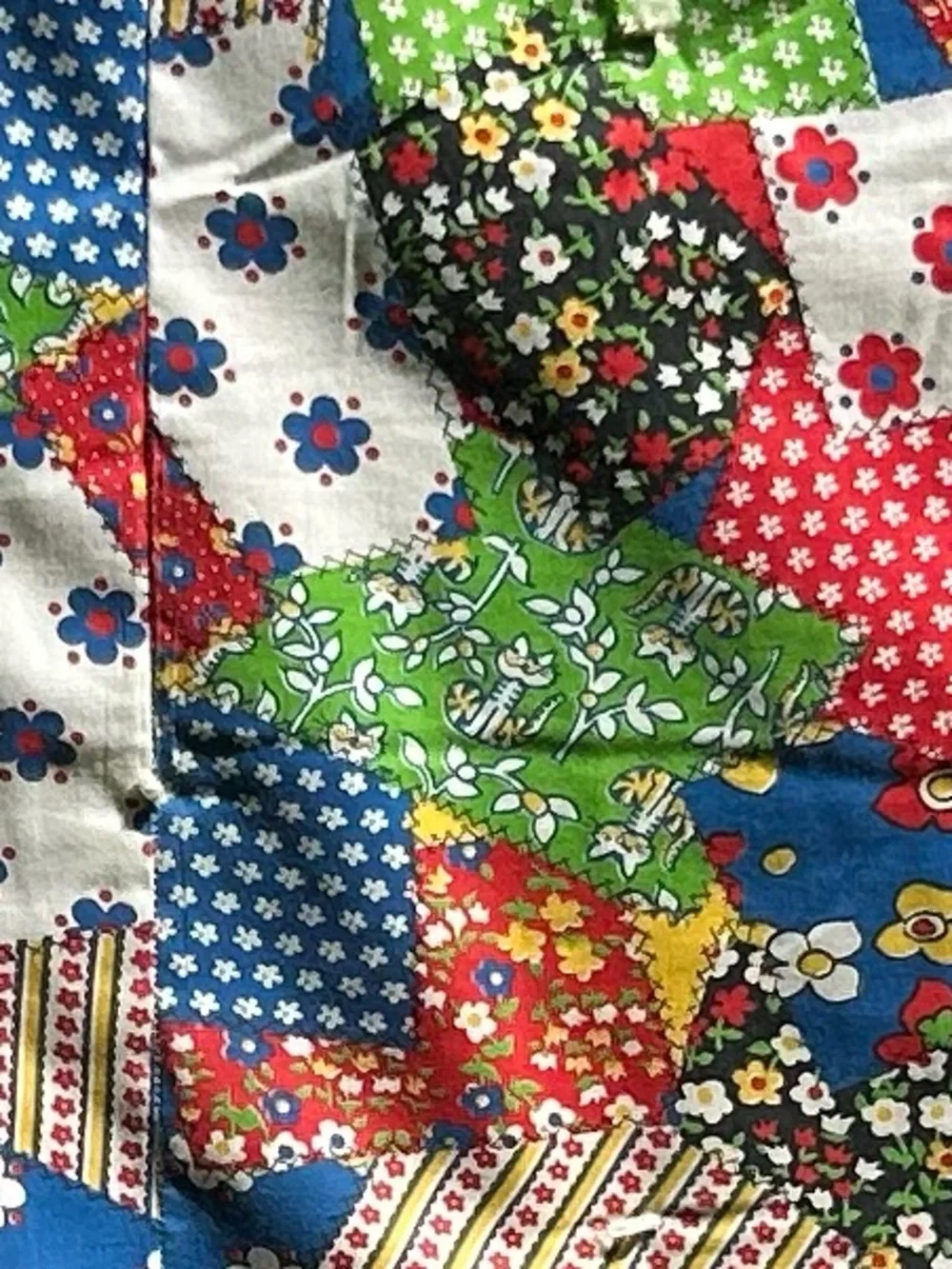 Vintage Quilt Handmade Patchwork Cat Blanket Bedspread Multicolor 82x100 As Is